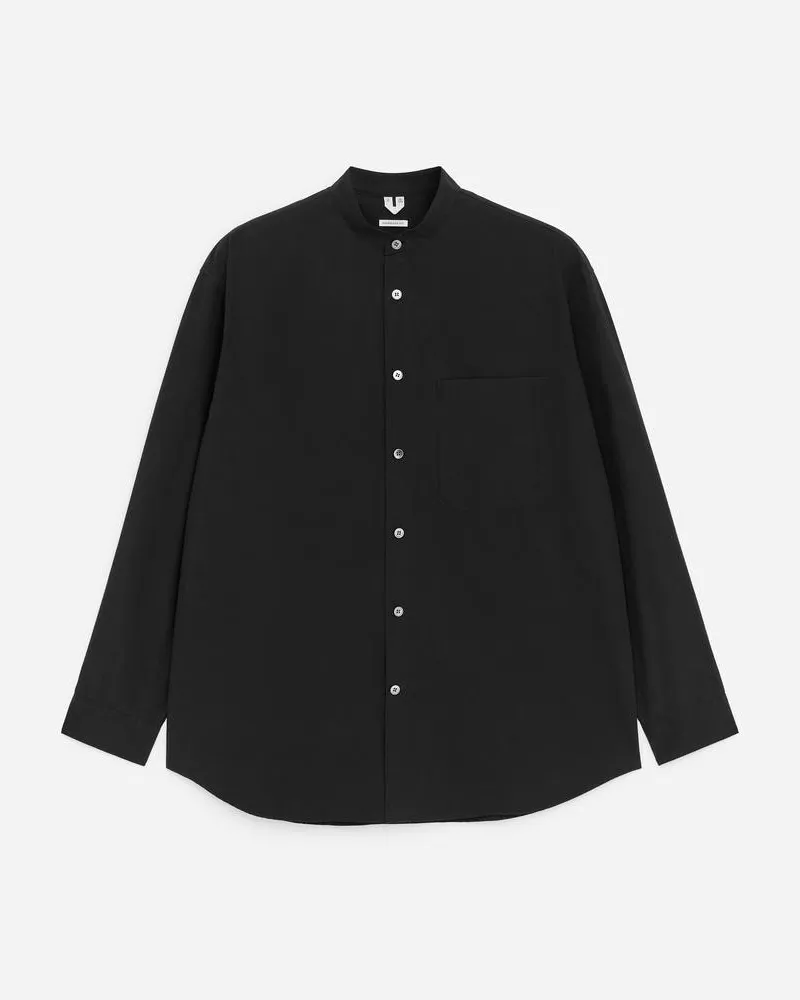 Arket Popeline-Shirt Mit Stehkragen -Schwarz Schwarz