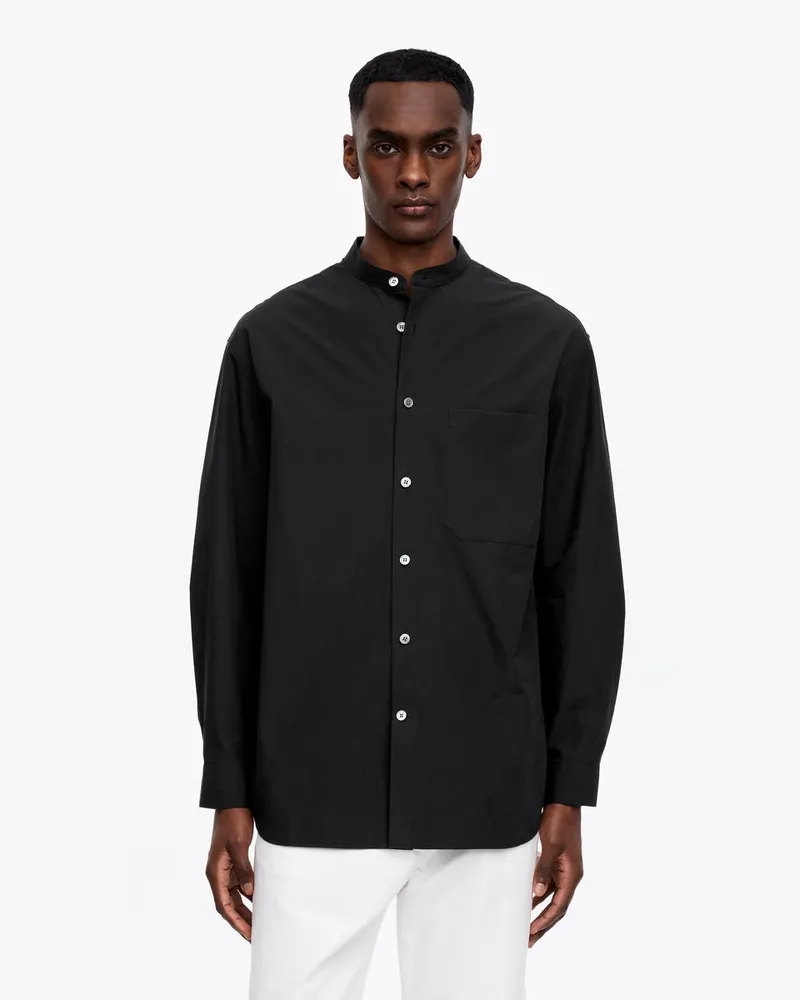 Arket Popeline-Shirt Mit Stehkragen -Schwarz Schwarz