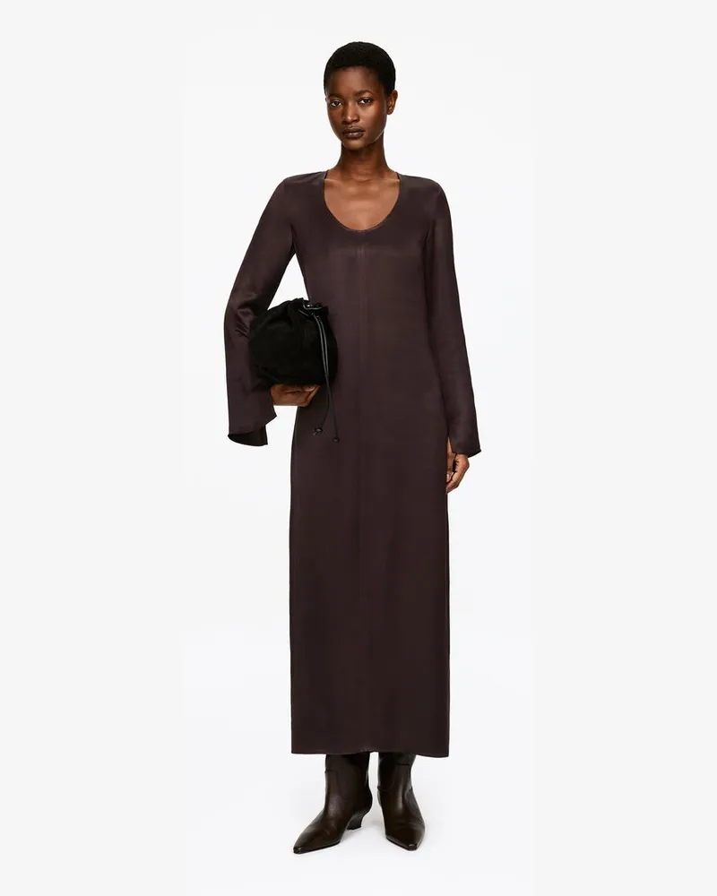 Arket Satinkleid Mit U-Ausschnitt -Braun Braun