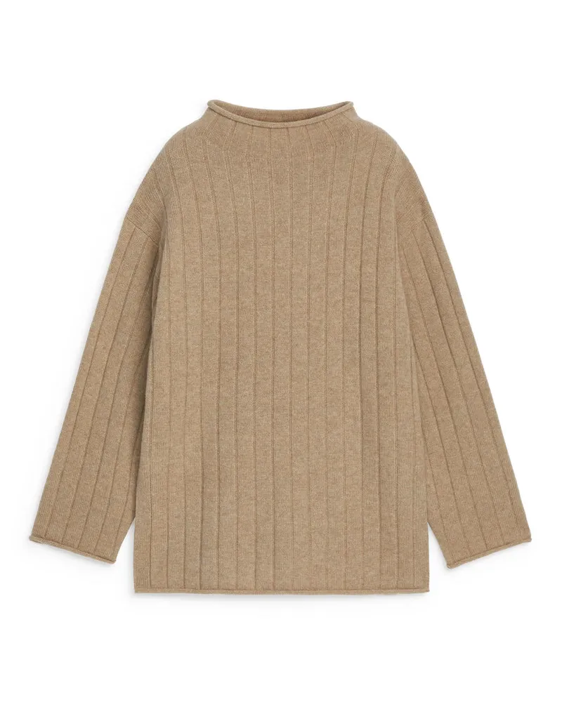 Arket Rippstrickpullover Aus Kaschmir Und Wolle - Beige Beige