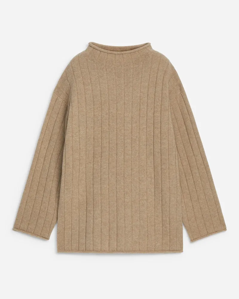 Arket Rippstrickpullover Aus Kaschmir Und Wolle -Beige Beige