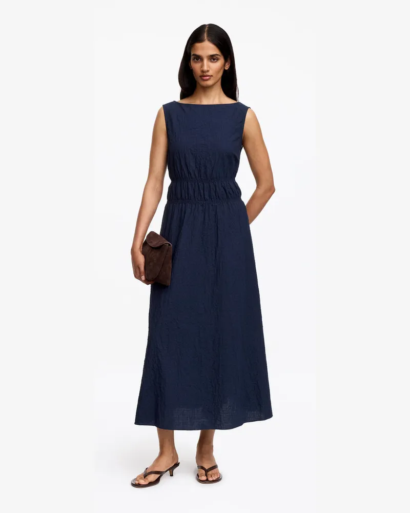 Arket Kleid Aus Seersucker -Blau Blau