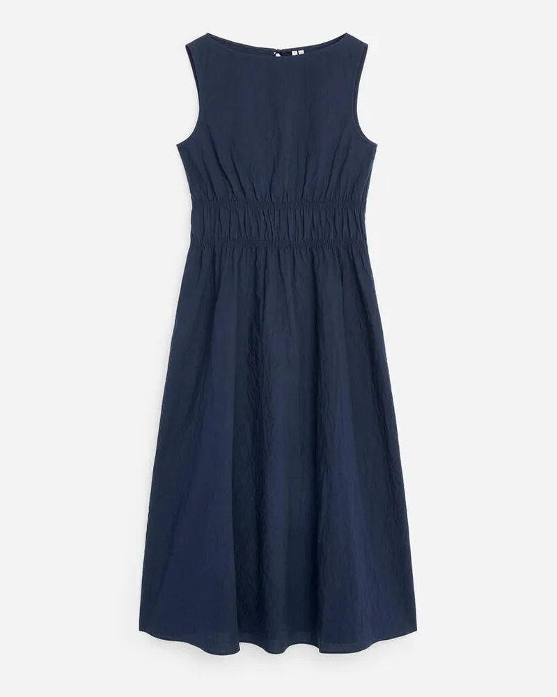 Arket Kleid Aus Seersucker -Blau Blau