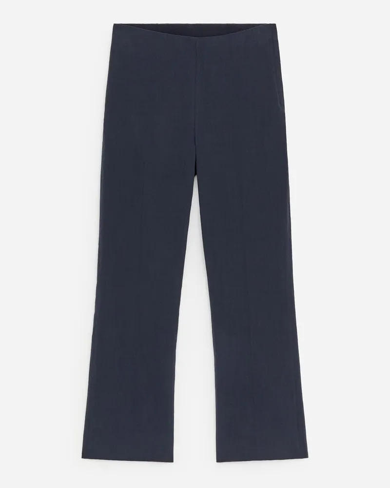 Arket Linen-Cotton Kick-Flare Trousers -Blau Blau
