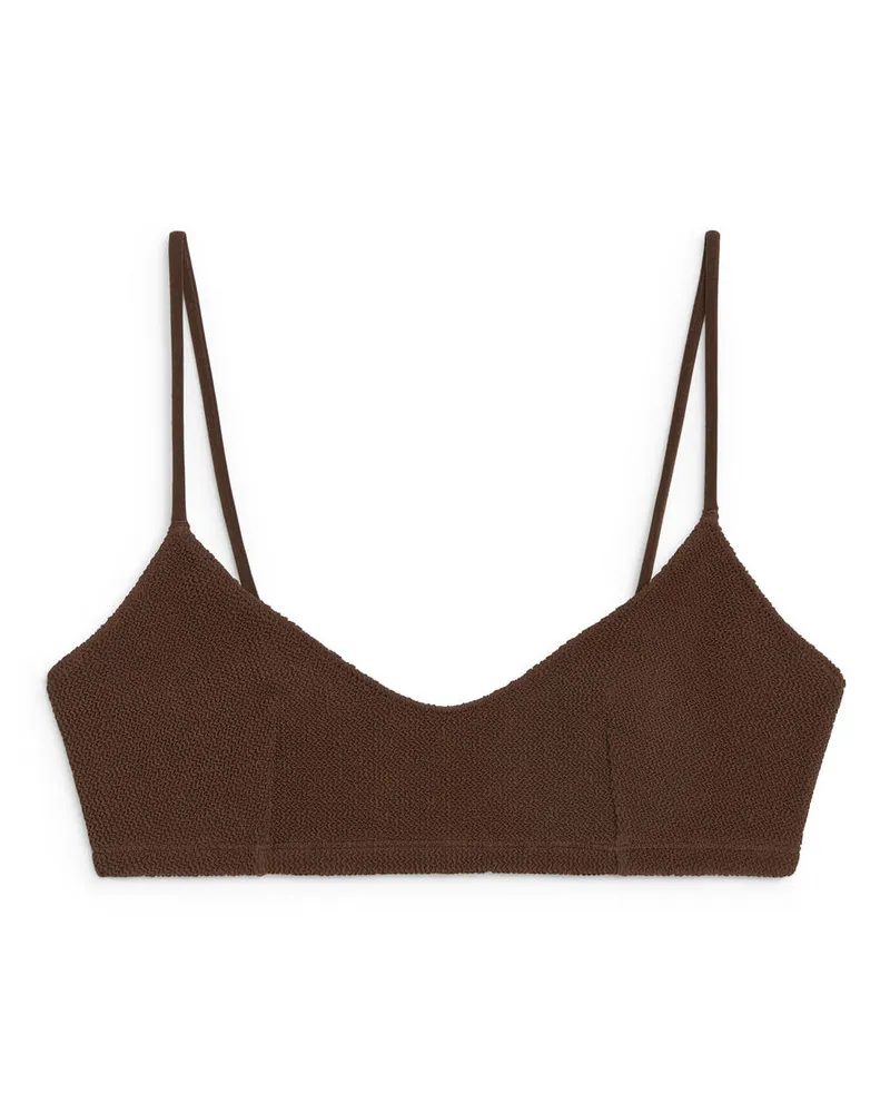 Arket Crinkle-Bikinitop - Braun Dunkelbraun