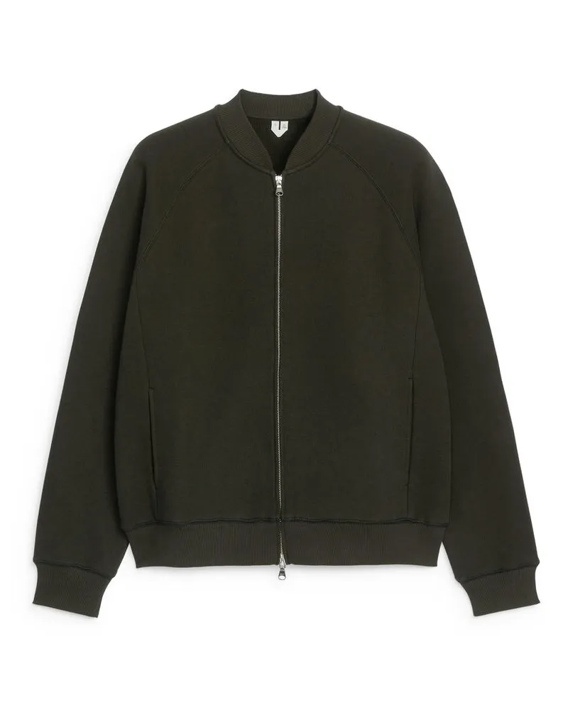 Arket Strickjacke Mit Reißverschluss - Grün Dunkelgrün