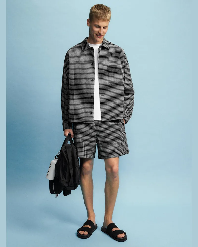 Arket Seersucker-Shorts -Schwarz Schwarz