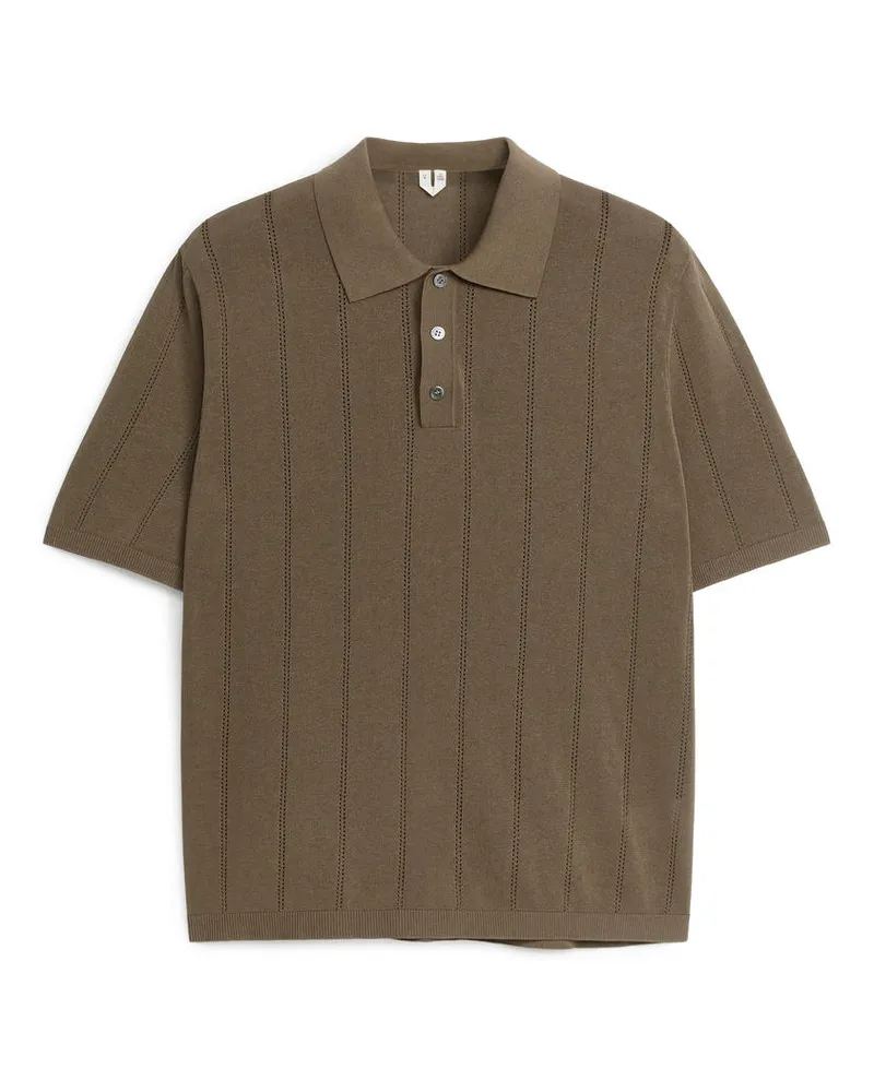 Arket Poloshirt Im Pointelle-Strick -Braun Braun
