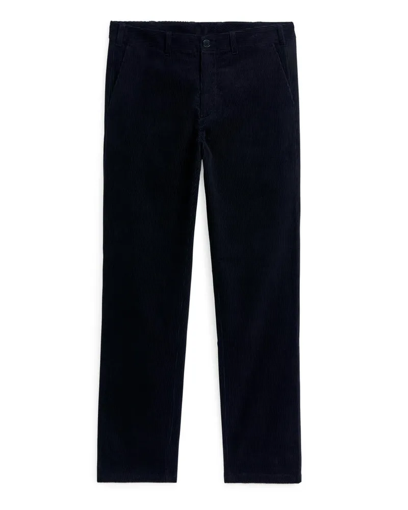 Arket Gerade Geschnittene Chinohose Aus Cord - Blau Dunkelblau