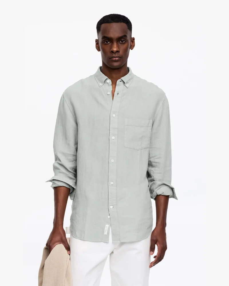 Arket Lockeres Leinenhemd -Grün Grün