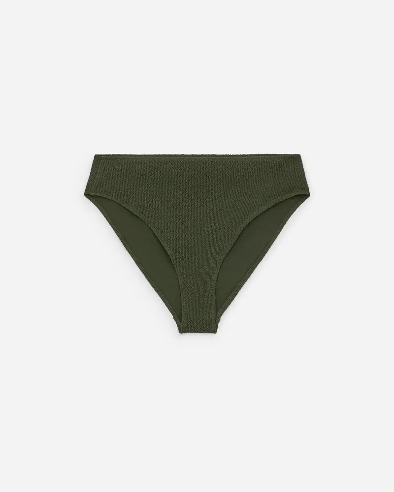 Arket Crinkle-Bikinihose Mit Mittelhohem Bund - Grün Dunkelgrün