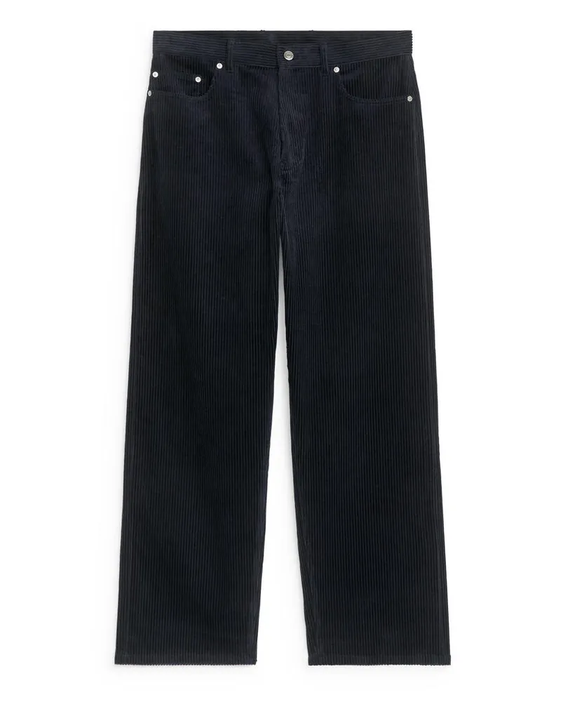 Arket Lockere Hose Aus Cord - Blau Dunkelblau