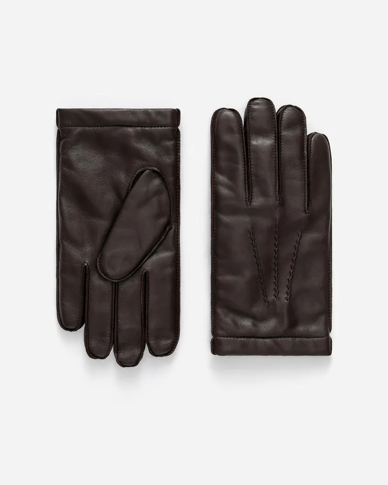 Arket Lederhandschuh Mit Wollfutter -Braun Braun