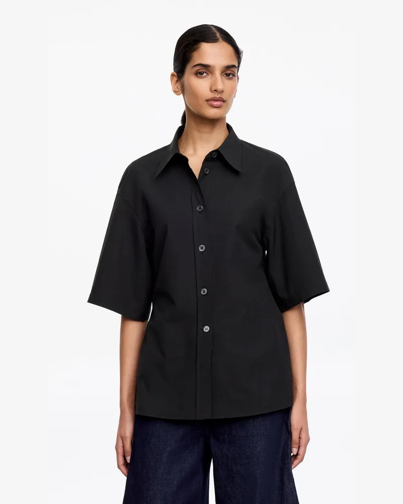 Arket Kurzärmlige Hemdbluse -Schwarz Schwarz
