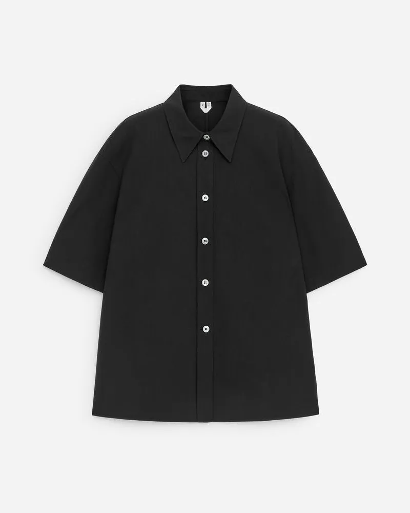 Arket Kurzärmlige Hemdbluse -Schwarz Schwarz