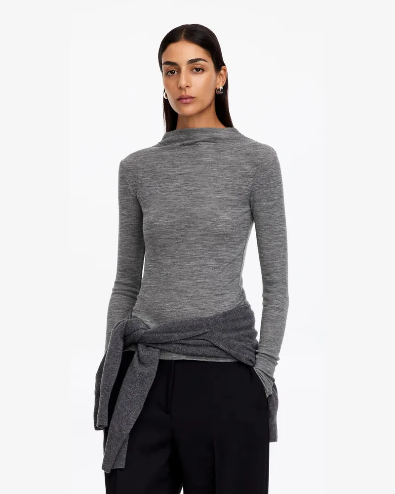Arket Rippstrickoberteil Aus Wolle -Grau Grau