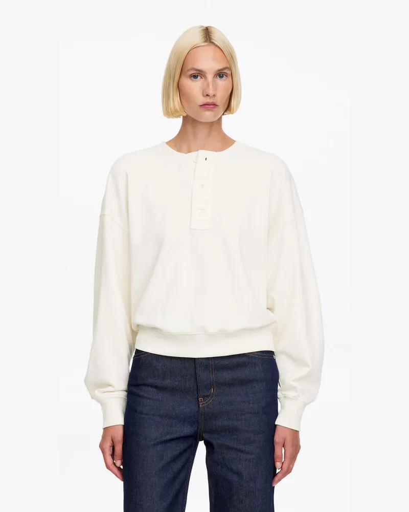 Arket Henley-Sweatshirt Aus Baumwolle -Weiß Weiß