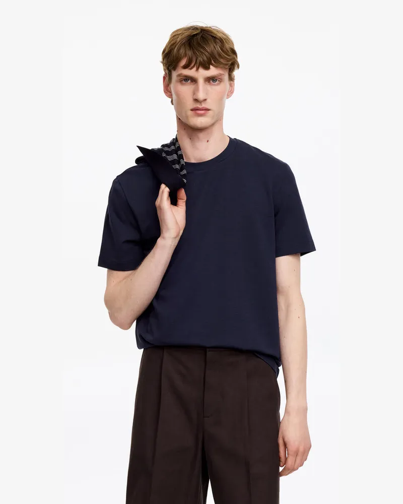 Arket Interlock-T-Shirt Mit Normaler Passform -Blau Blau