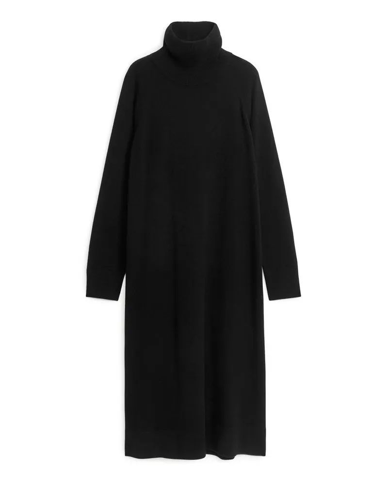 Arket Rollkragenkleid Aus Kaschmir Und Wolle - Schwarz Schwarz