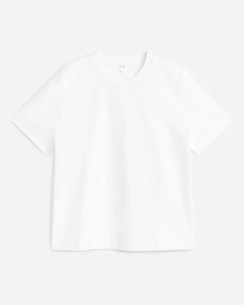 Arket Pearl Interlock-T-Shirt - Weiß Weiß