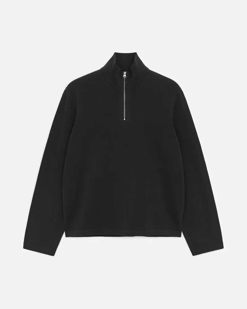 Arket Strickpullover Mit Kurzem Reißverschluss -Schwarz Schwarz