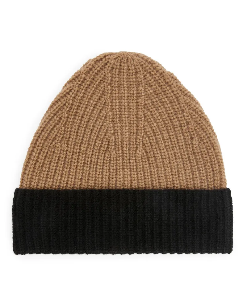 Arket Woll-Beanie - Beige|Braun|Schwarz|Mehrfarbig Dunkles