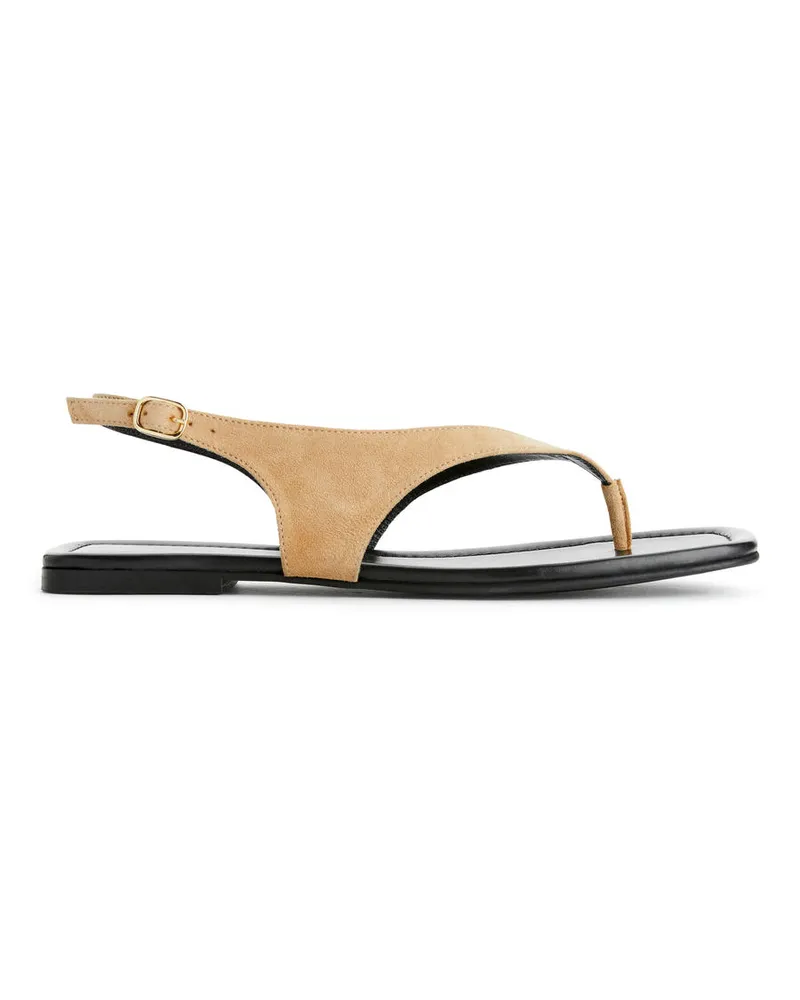 Arket Zehenstegsandalen Aus Wildleder - Beige Beige