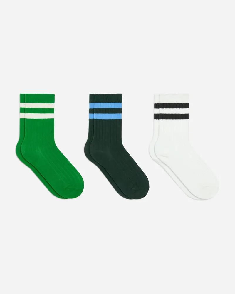 Arket Gerippte Socken 3er-Pack -Grün Grün