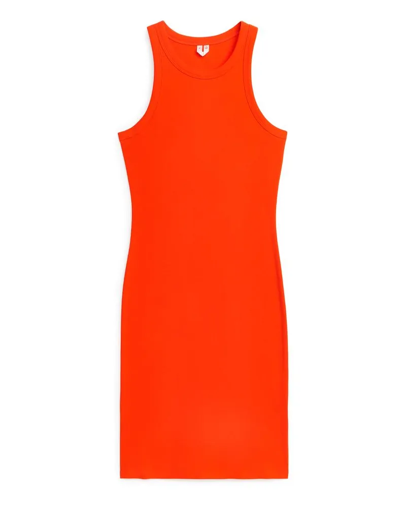 Arket Geripptes Trägerkleid - Orange Orange
