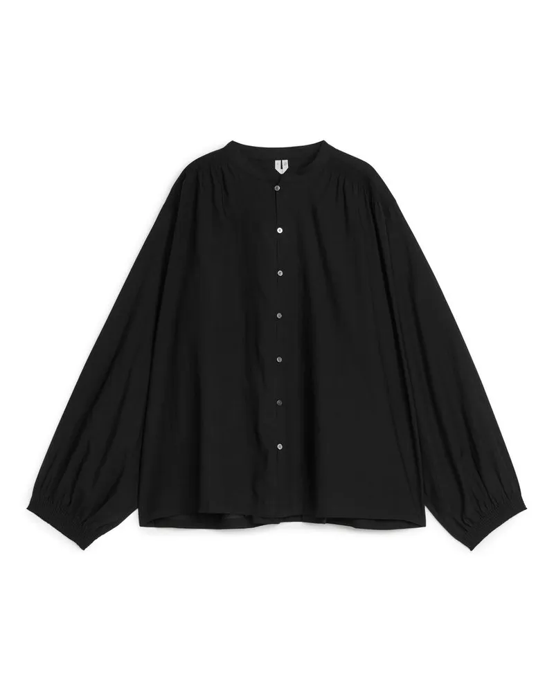Arket Lockere Bluse Mit Knopfleiste - Schwarz Schwarz