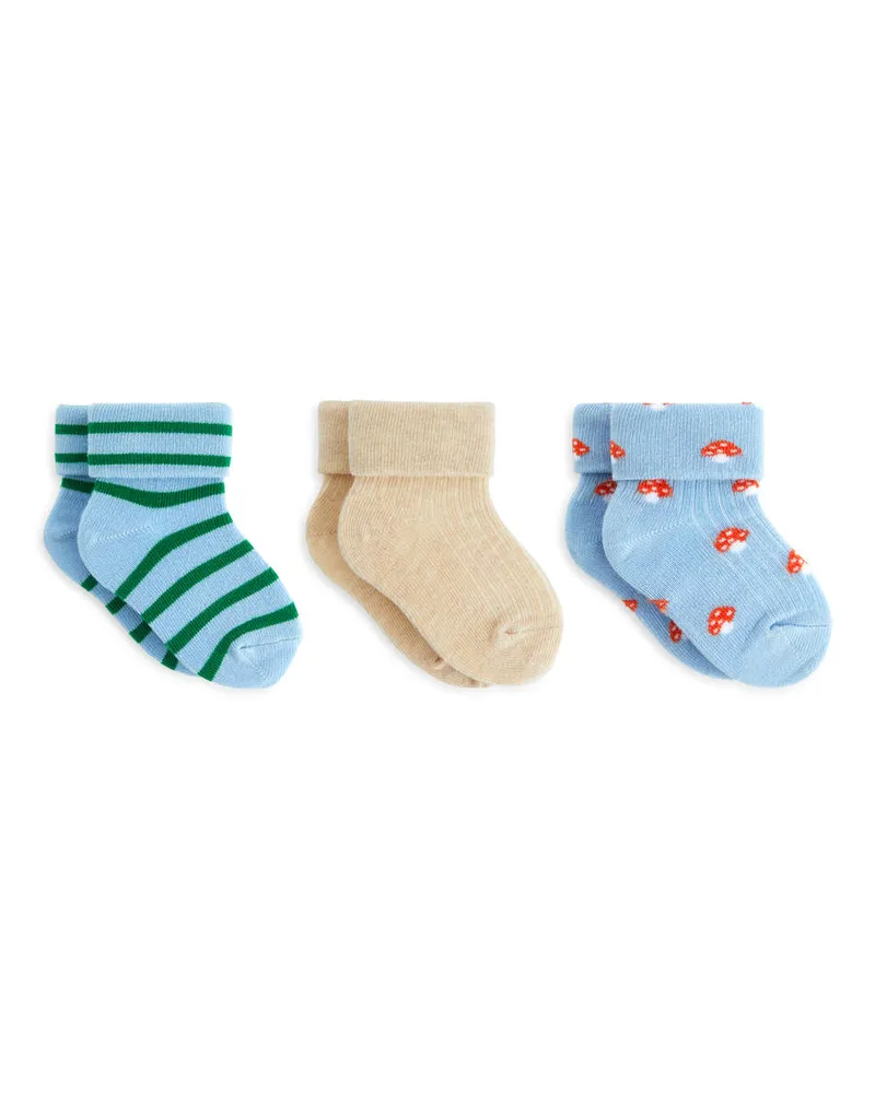 Arket Gerippte Socken 3er-Pack -Beige Beige