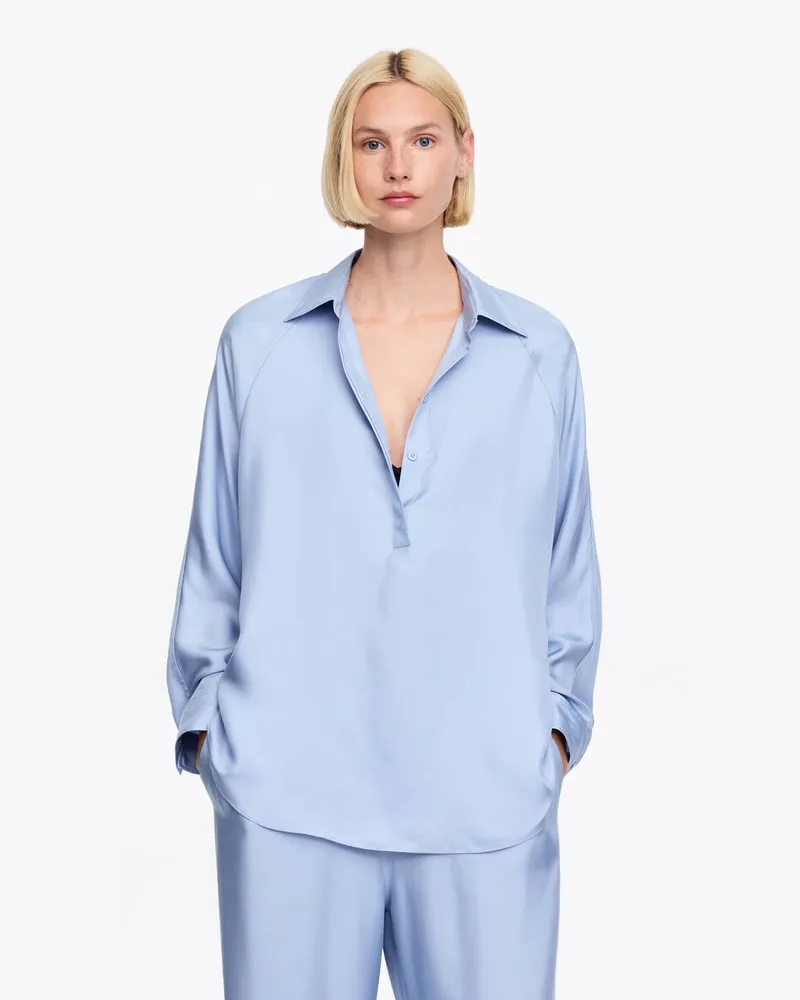 Arket Hemd Aus Seidentwill -Blau Blau