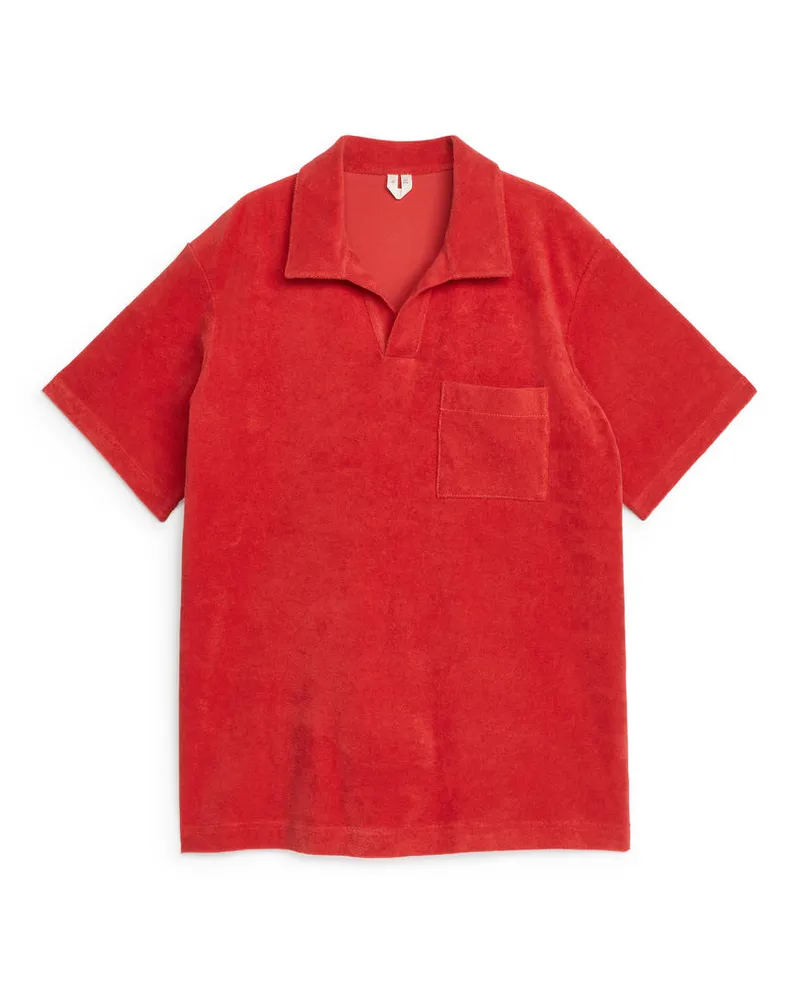 Arket Poloshirt Aus Baumwollfrottee - Rot Rot