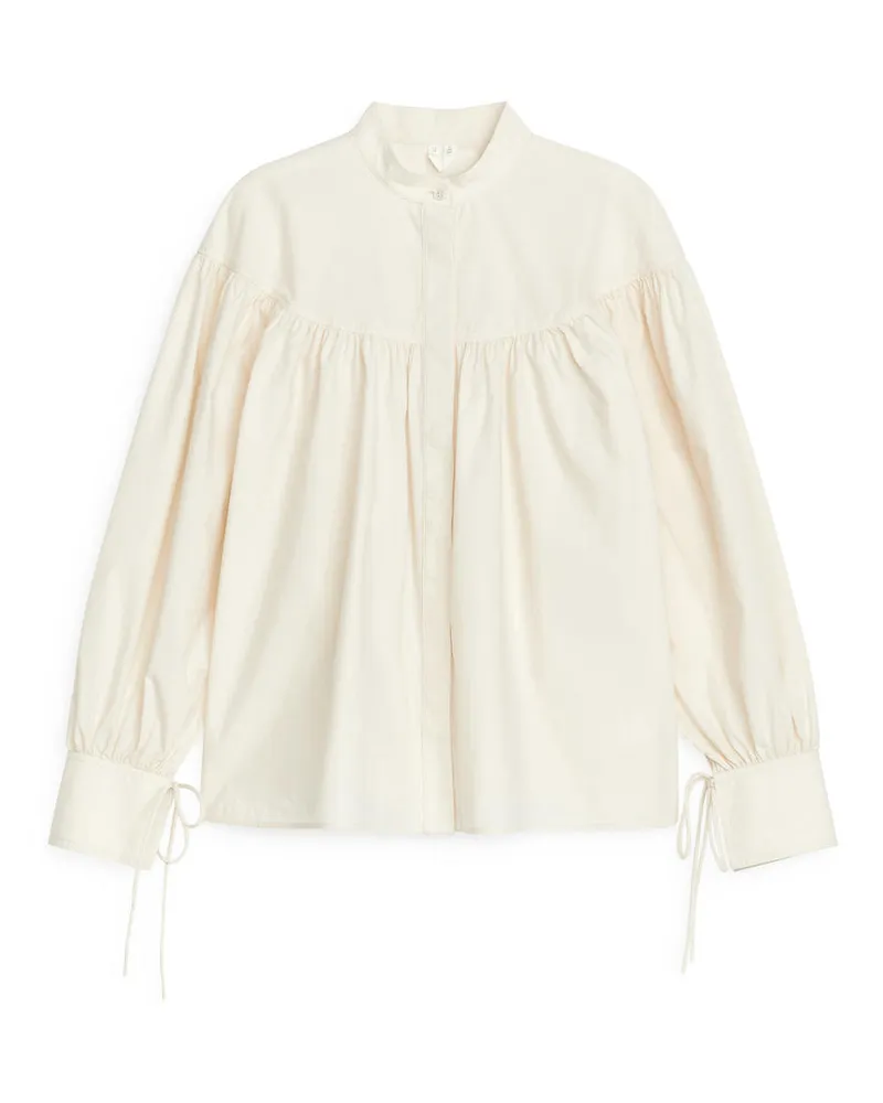 Arket Bluse Mit Kordelzug - Weiß Cremeweiß