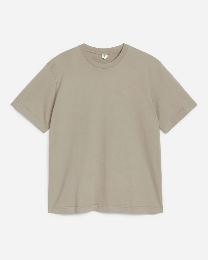 Arket Mittelschweres T-Shirt - Beige Taupe
