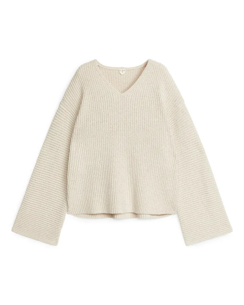 Arket Pullover Mit V-Ausschnitt - Beige|Weiß Cremeweiß
