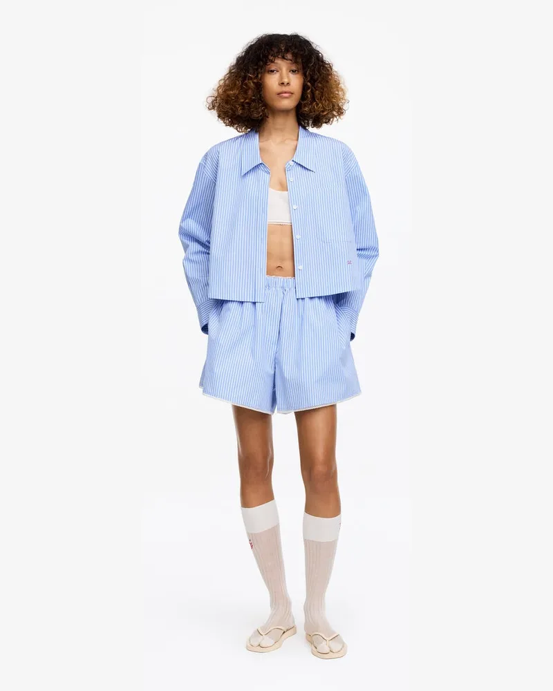 Arket ARKET Und Laila Gohar Shorts Mit Spitzenborte -Blau Blau