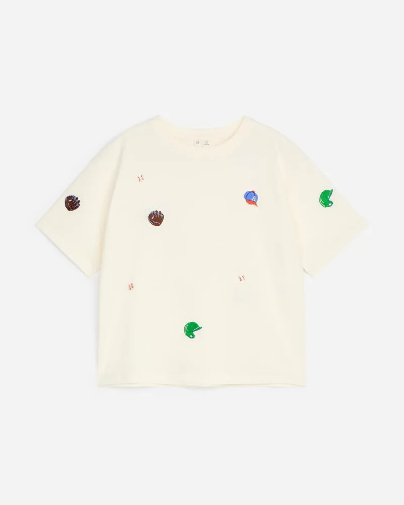 Arket Besticktes T-Shirt -Weiß Weiß