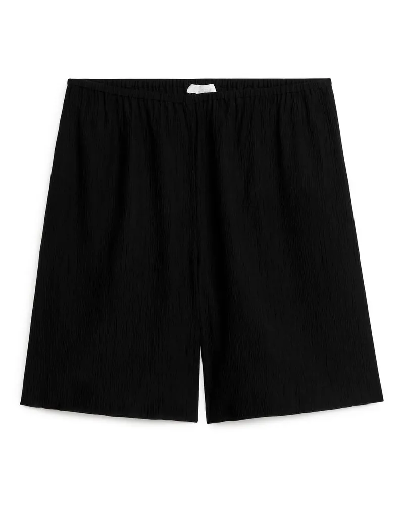 Arket Lockere Shorts In Knitteroptik - Schwarz Schwarz