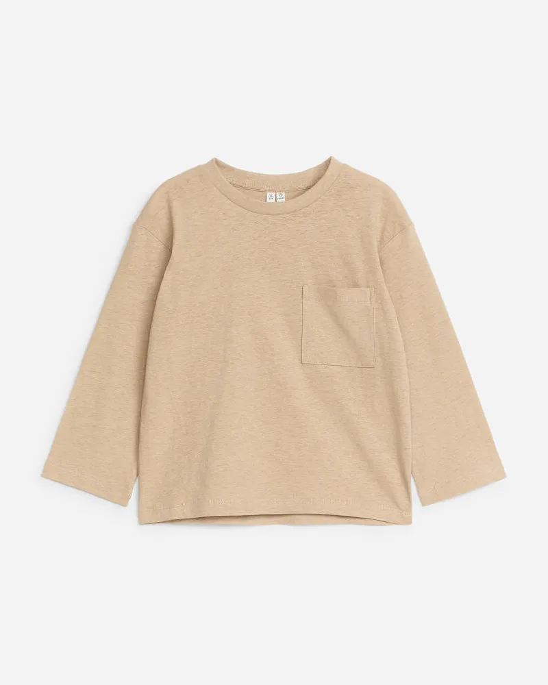 Arket T-Shirt Mit Langen Ärmeln Aus Leinenmix - Beige Beige