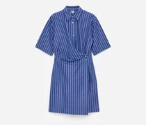 Wickel-Hemdblusenkleid -Blau