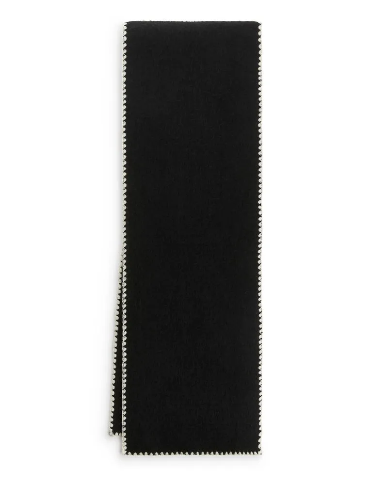 Arket Schal Mit Festonstich - Schwarz Schwarz