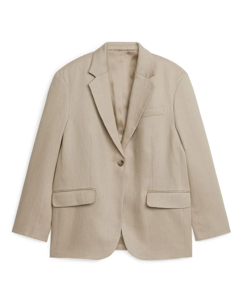 Arket Strukturierter Blazer Aus Leinenmischung - Beige Helles