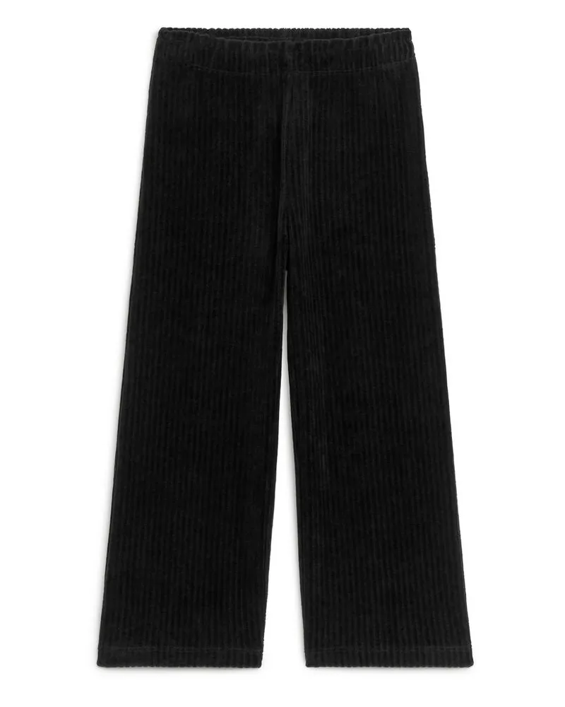 Arket Gerippte Samthose -Schwarz Schwarz