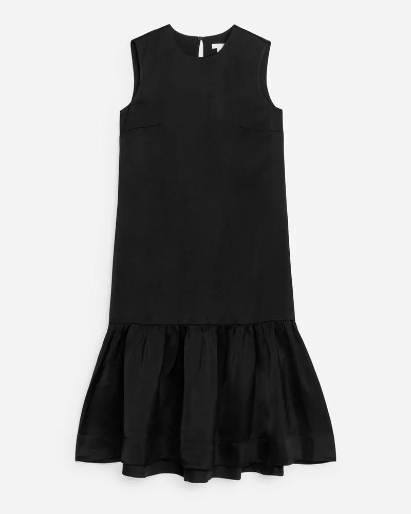 Arket Kleid Mit Volantsaum -Schwarz Schwarz