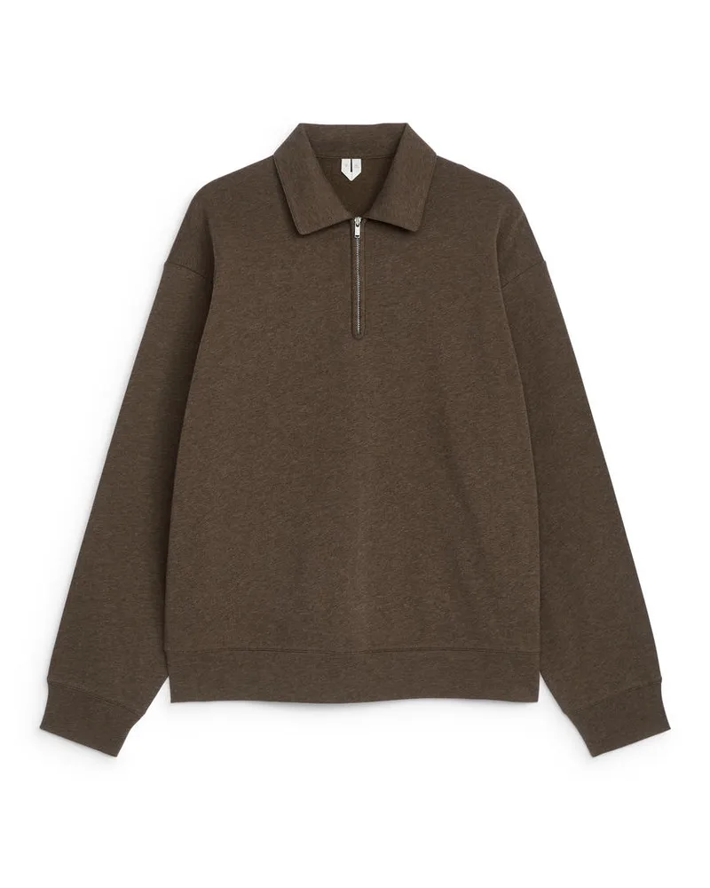 Arket Poloshirt Mit Kurzem Reißverschluss -Beige Beige