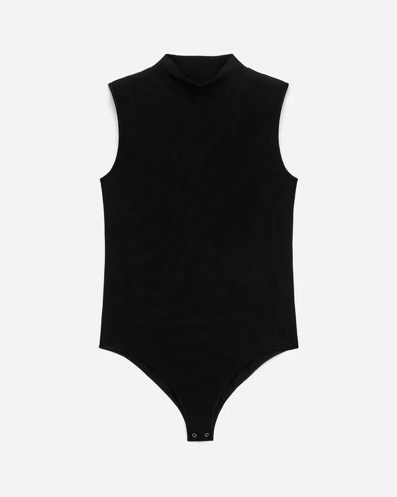 Arket Stretchbody Mit Stehkragen -Schwarz Schwarz