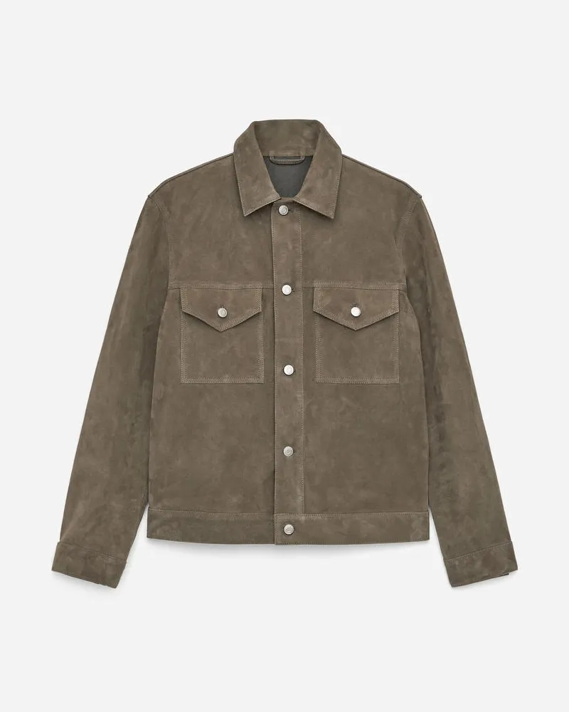 Arket Velourslederjacke - Grün Salbeigrün