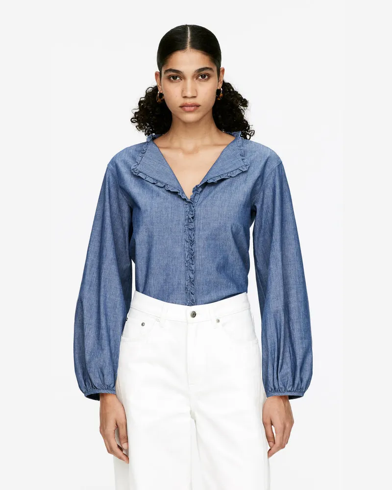 Arket Rüschenbluse -Blau Blau