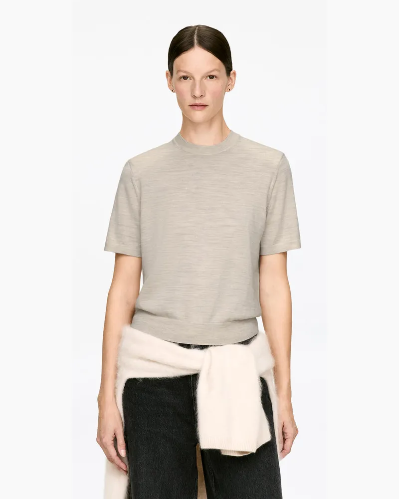 Arket Gestricktes T-Shirt Aus Merinowolle -Beige Beige